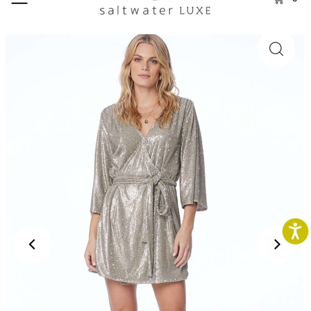New Tags Saltwater Luxe Megan Mini Dress Champagne Light Gold Sequin Dress M